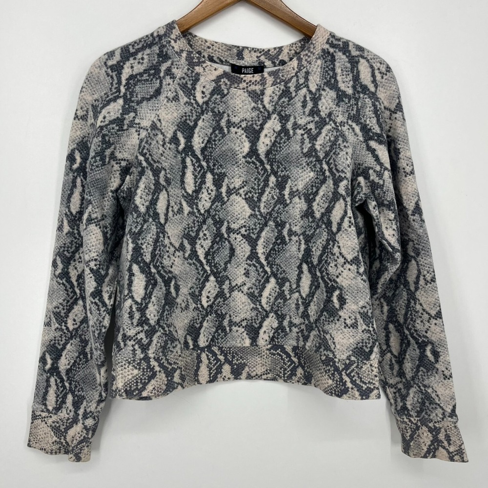 Paige Sweatshirt Women's Size S Gray Python Snake Skin Round Neck